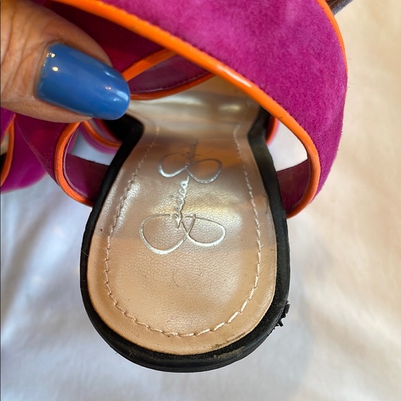 Stylish Pink and Orange Strappy  Platform Heels - Picture 6 of 14